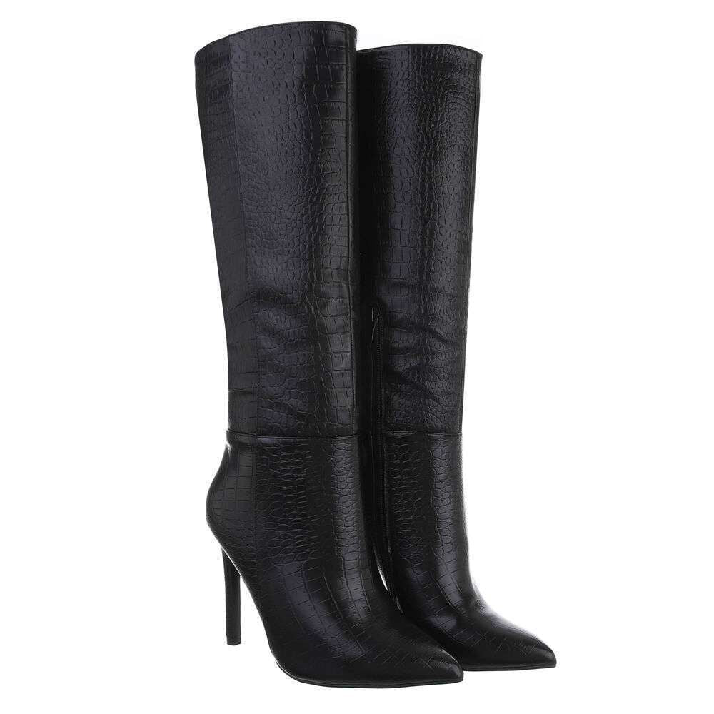 Hammered High Boots - Black