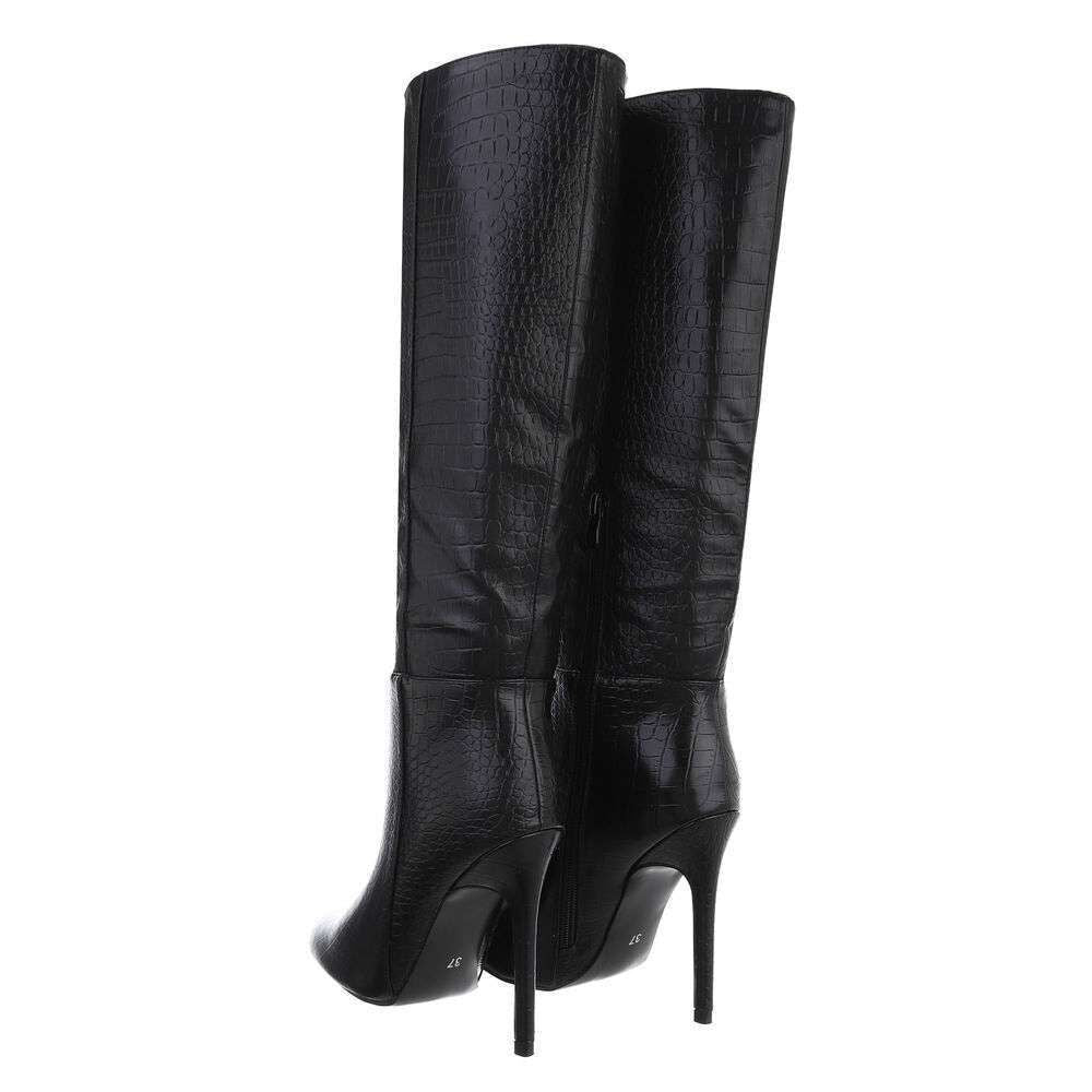 Hammered High Boots - Black