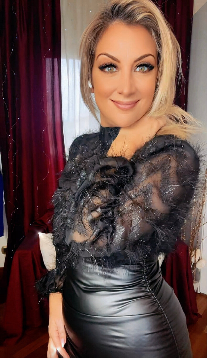Faux leather and knit dress - Lurex