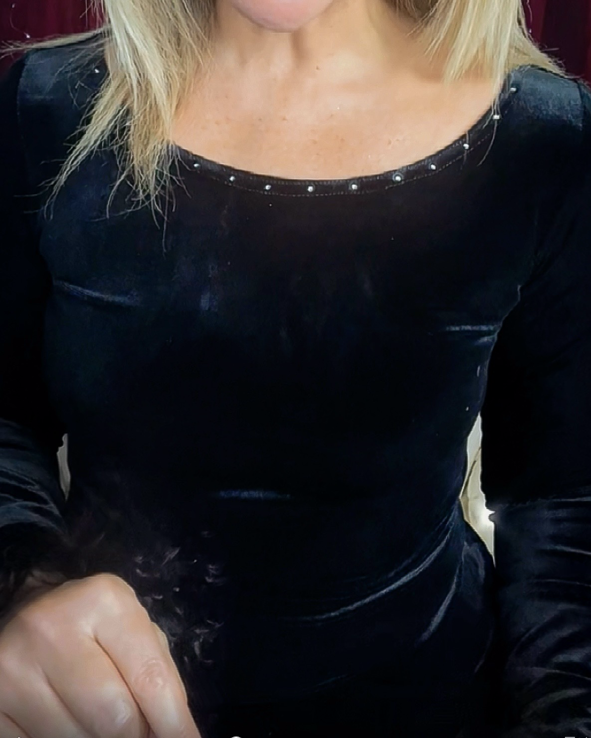 Velvet Blouse. Feathers and Swarovski - Black
