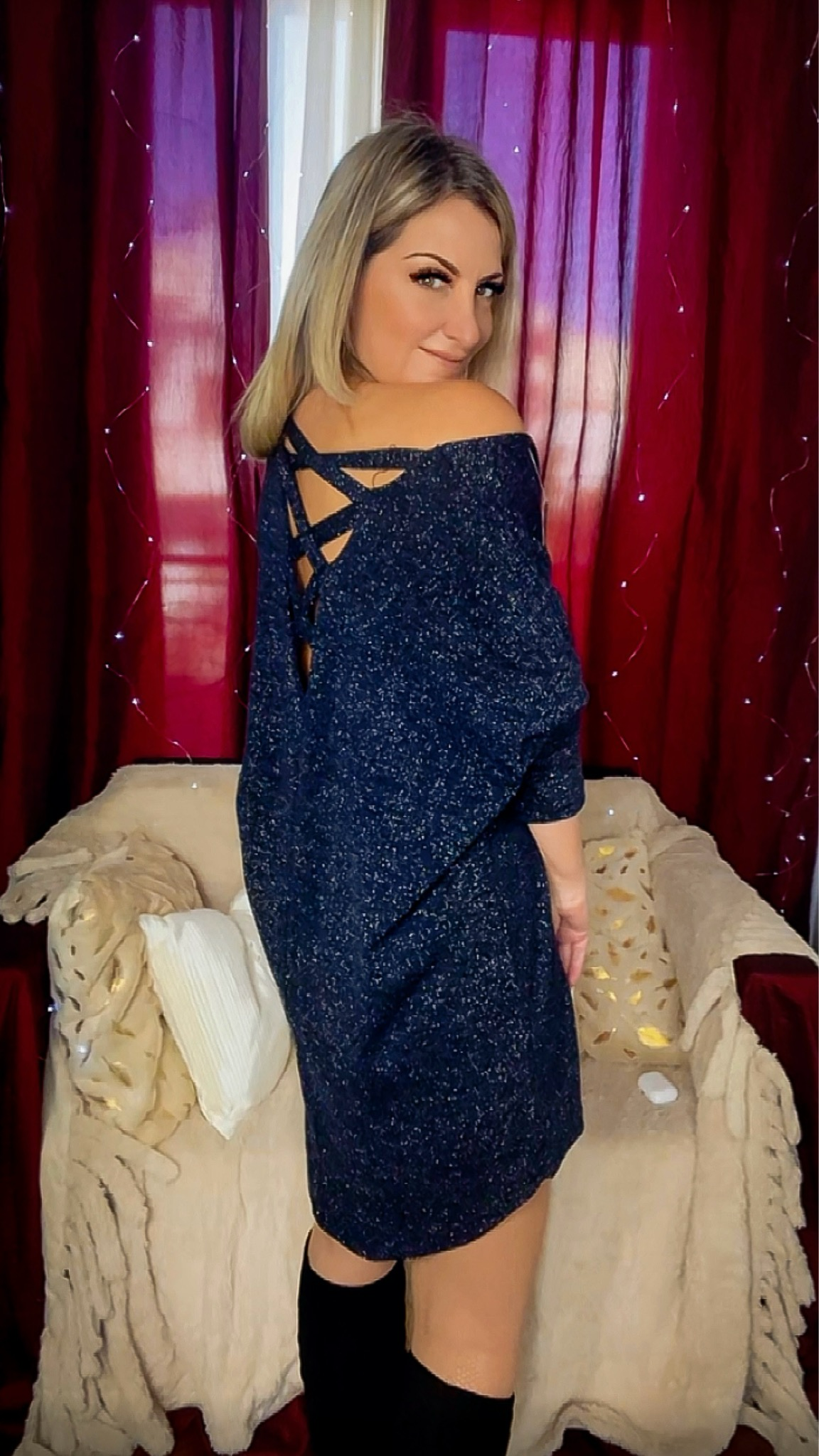 Oversized Lurex Sweater - Blue