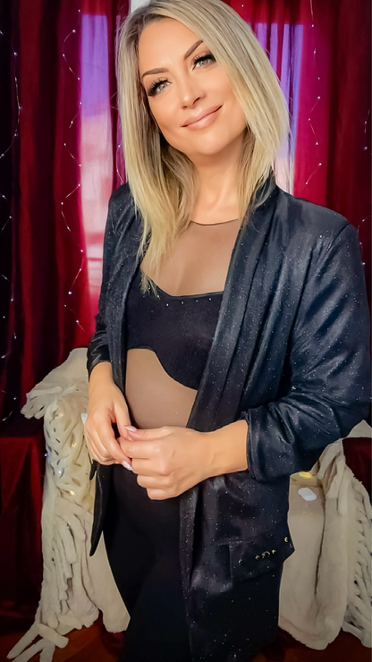 Slightly Oversized Lurex Blazer - Black
