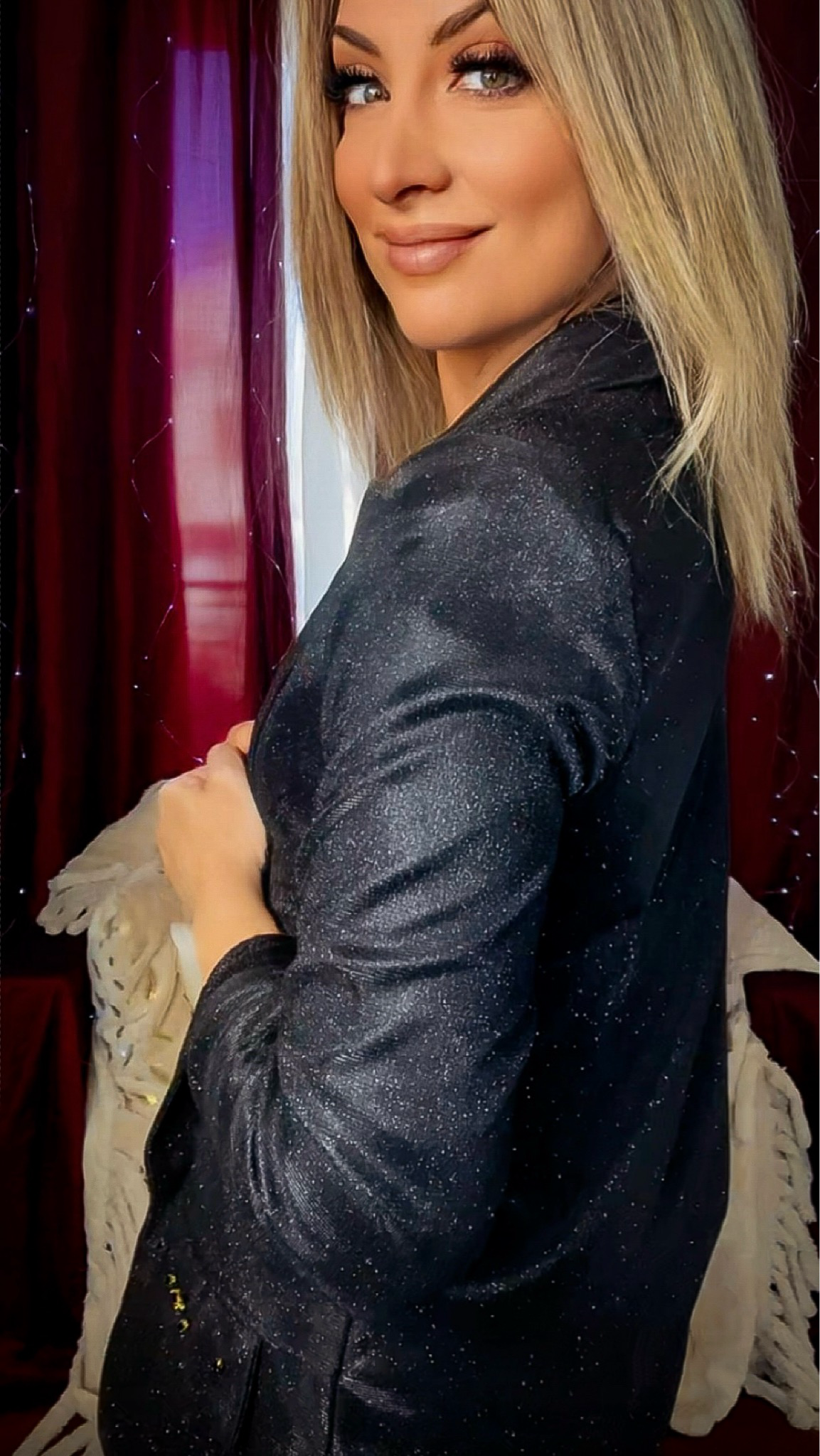 Slightly Oversized Lurex Blazer - Black