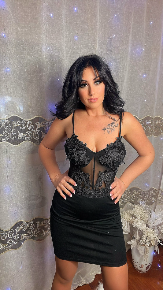 Lace Sheath Dress - Black
