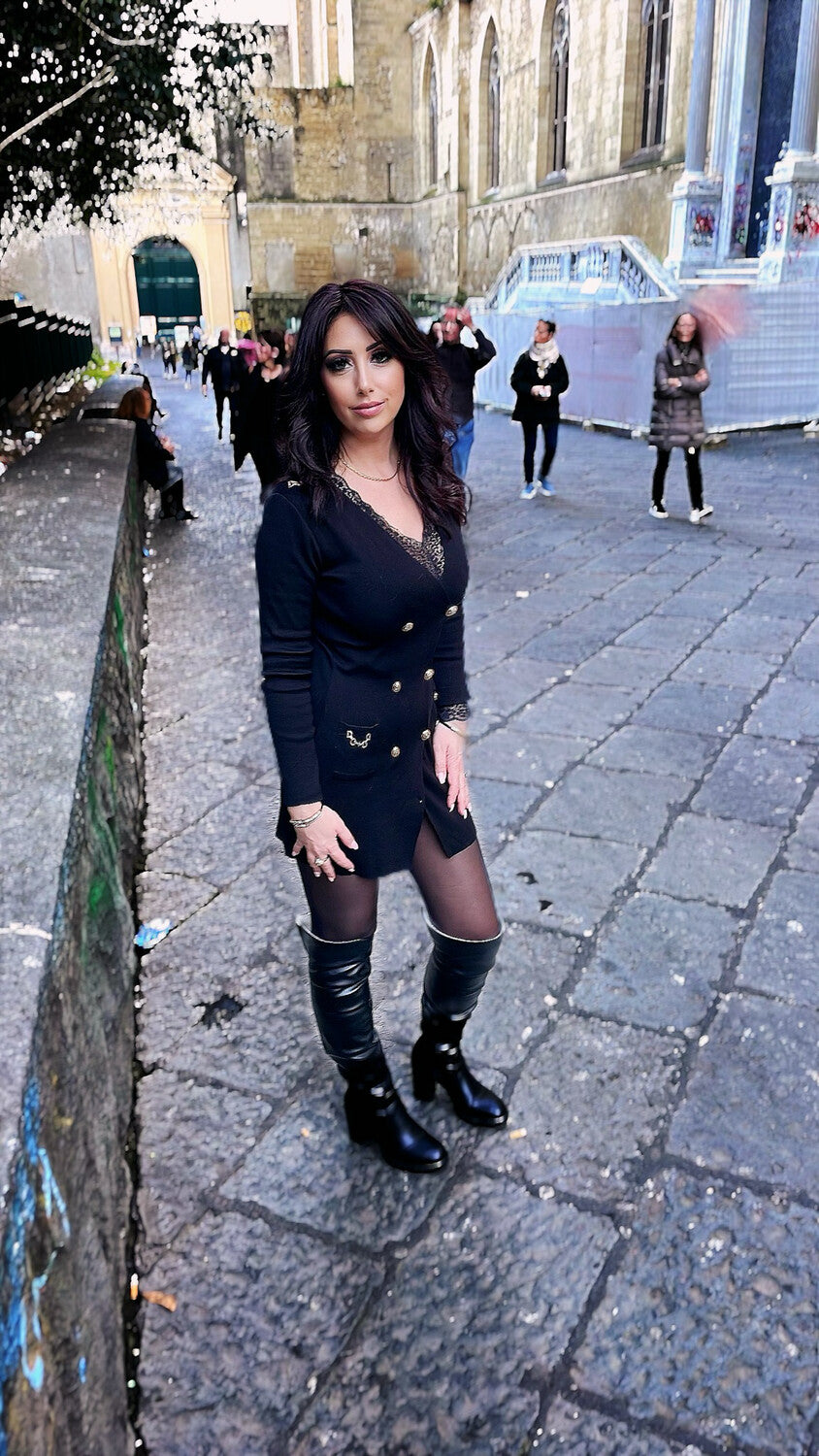 Knit Blazer Dress - Black
