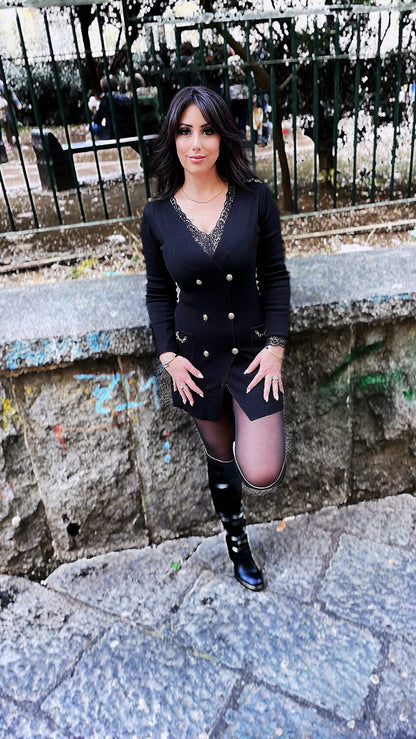 Knit Blazer Dress - Black