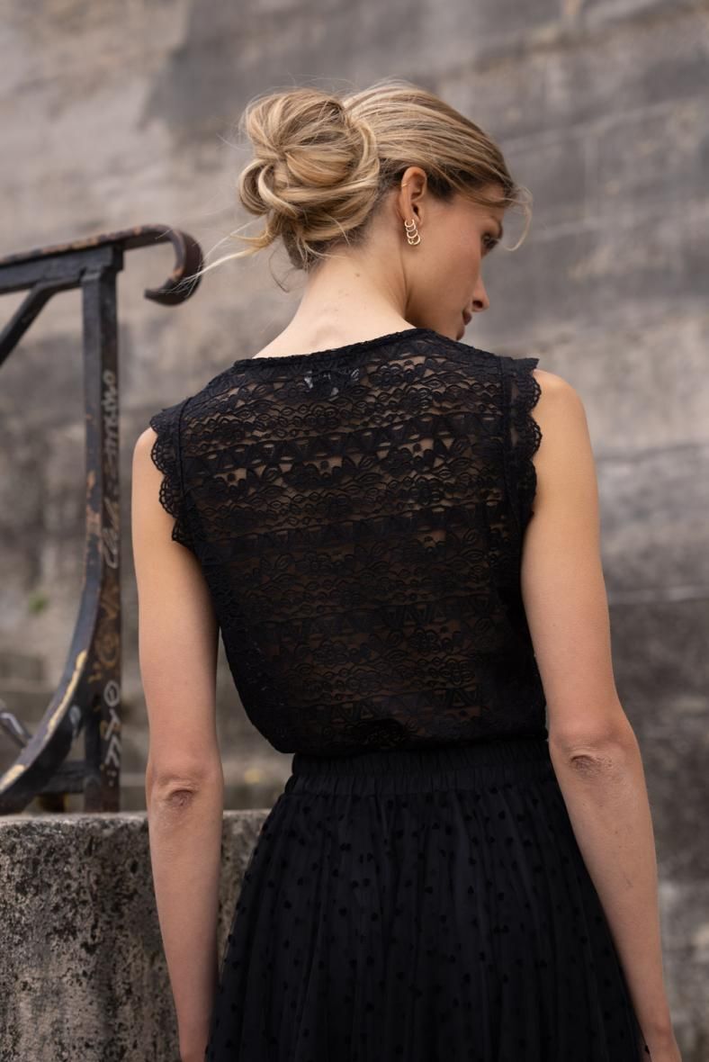 Canotta in pizzo - Nera