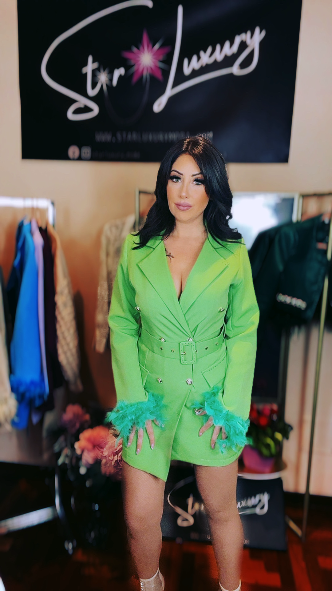 Blazer with belt - Green