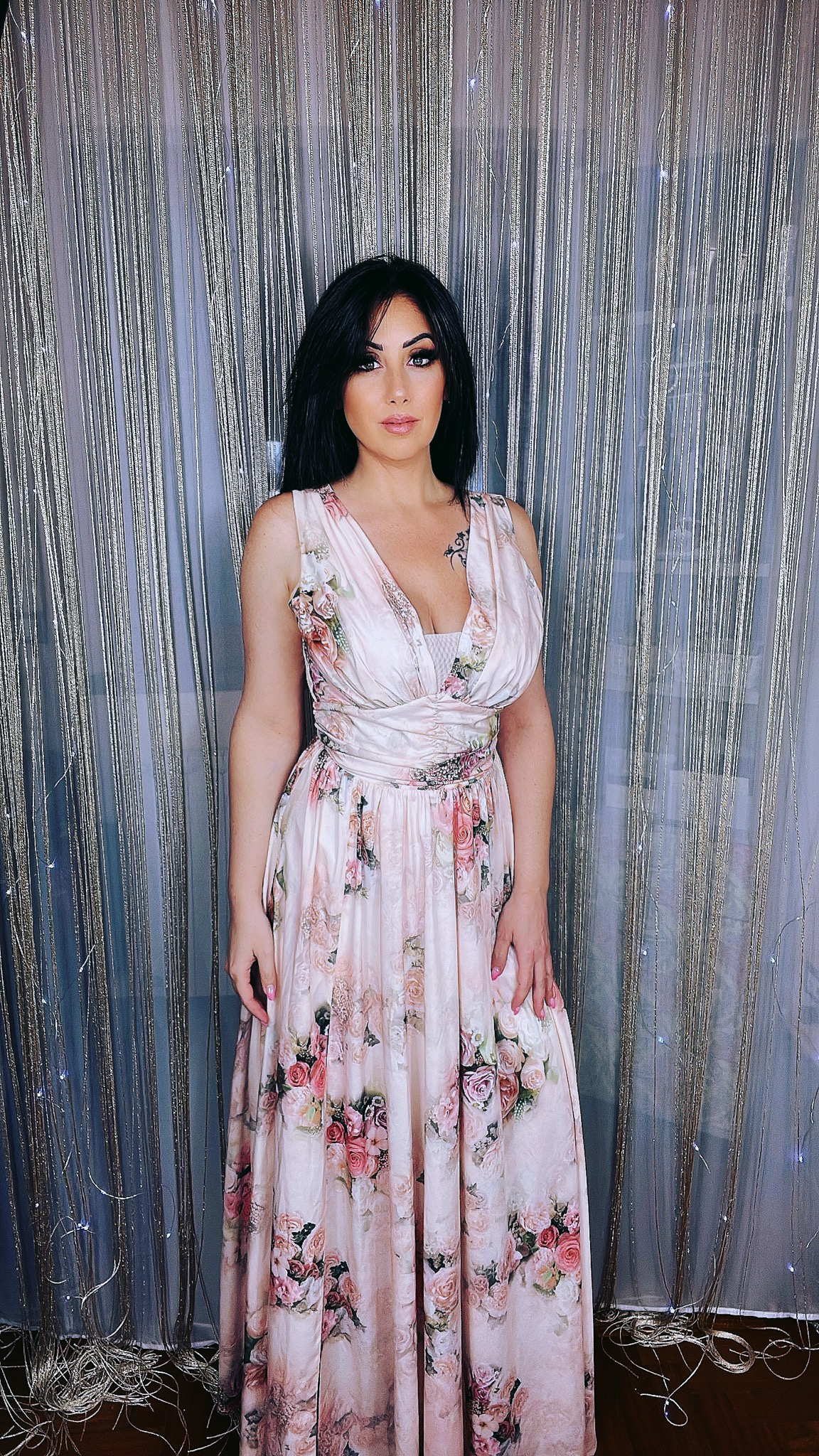 Long Dress with Maxi Slit - Pink