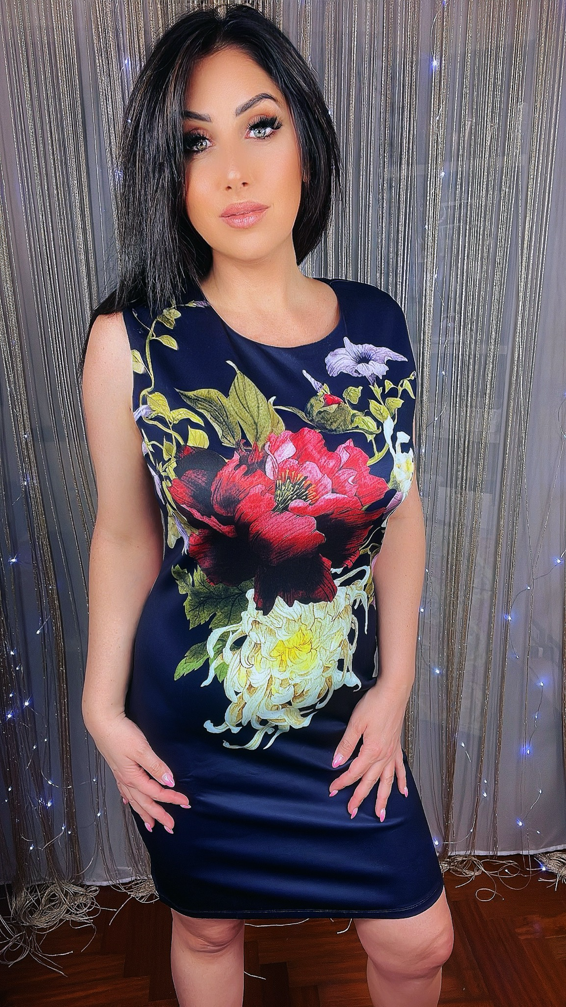 Floral Sheath Dress - Blue
