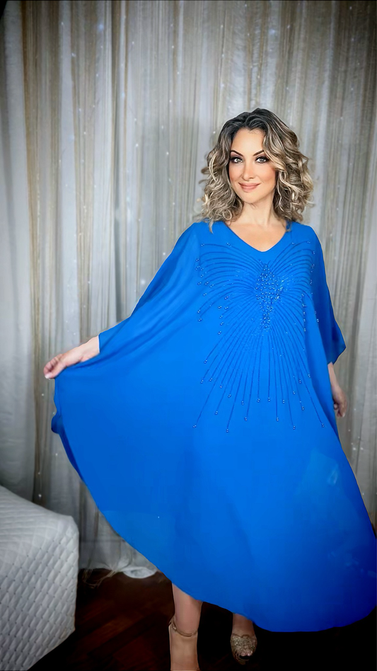 Abito Farfalla Curvy con perline - Royal Blue
