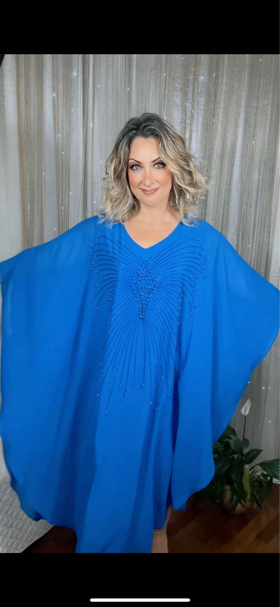 Butterfly Beaded Dress - Royal Blue