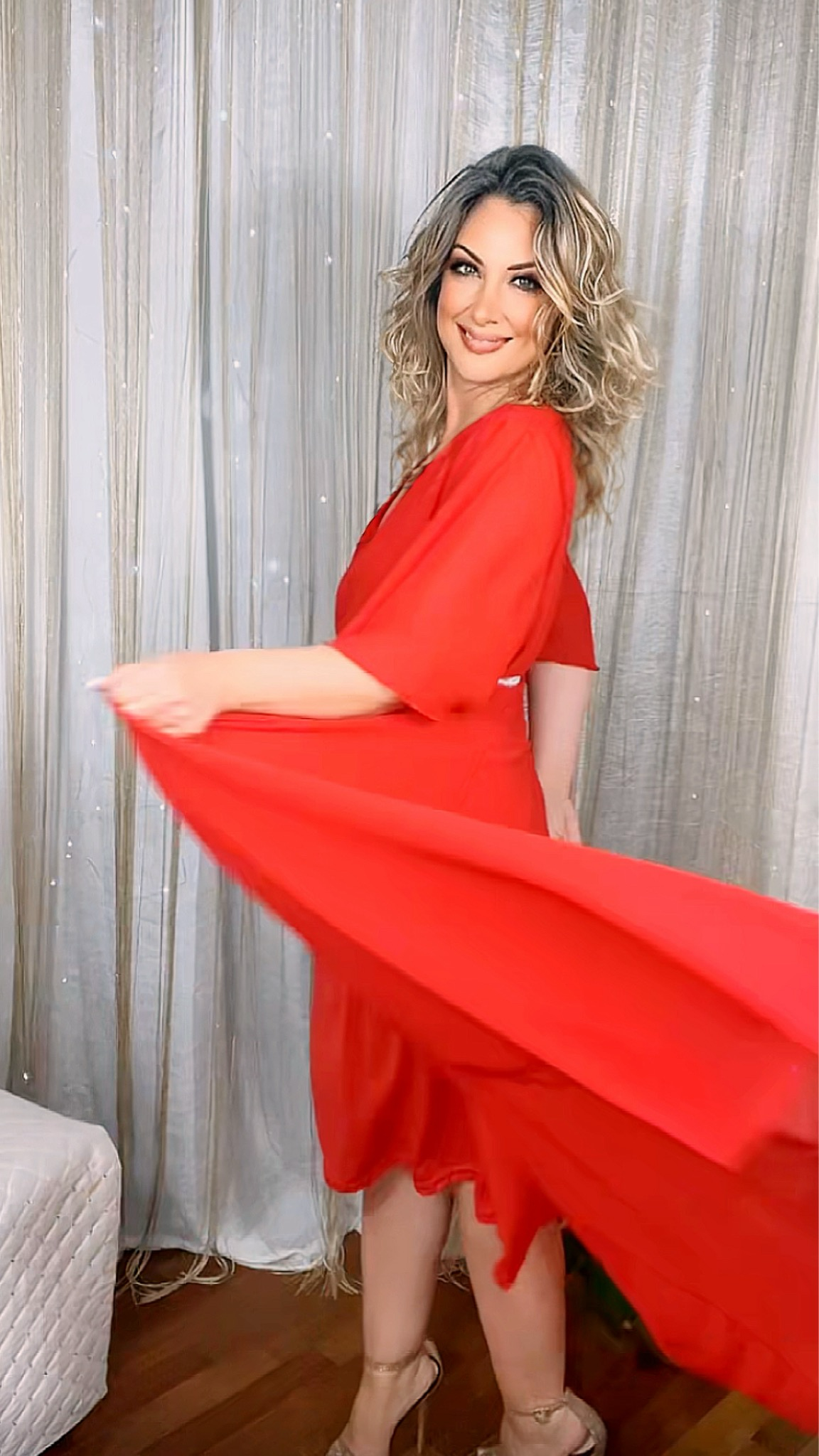 Chiffon Long Dress - Red