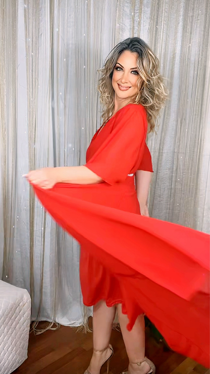Chiffon Long Dress - Red