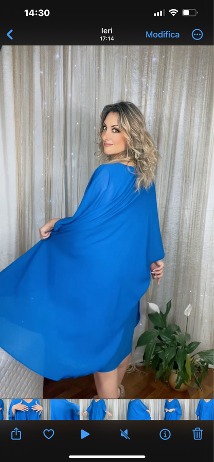 Butterfly Beaded Dress - Royal Blue