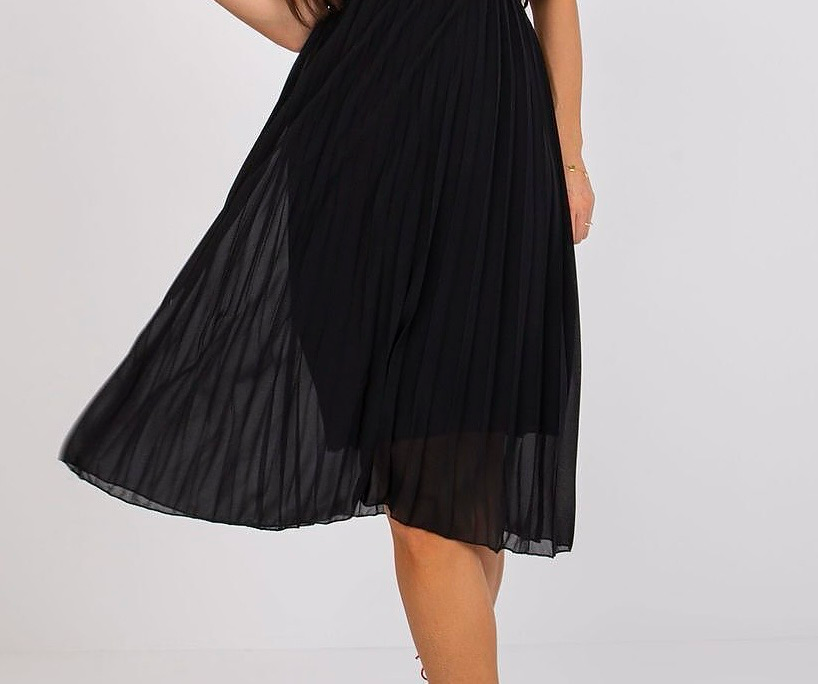 Pleated Dress with Ruffles and Star Studs