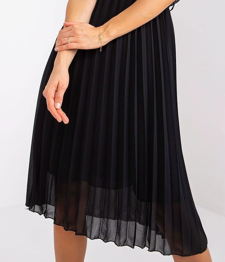 Pleated Dress with Ruffles and Star Studs
