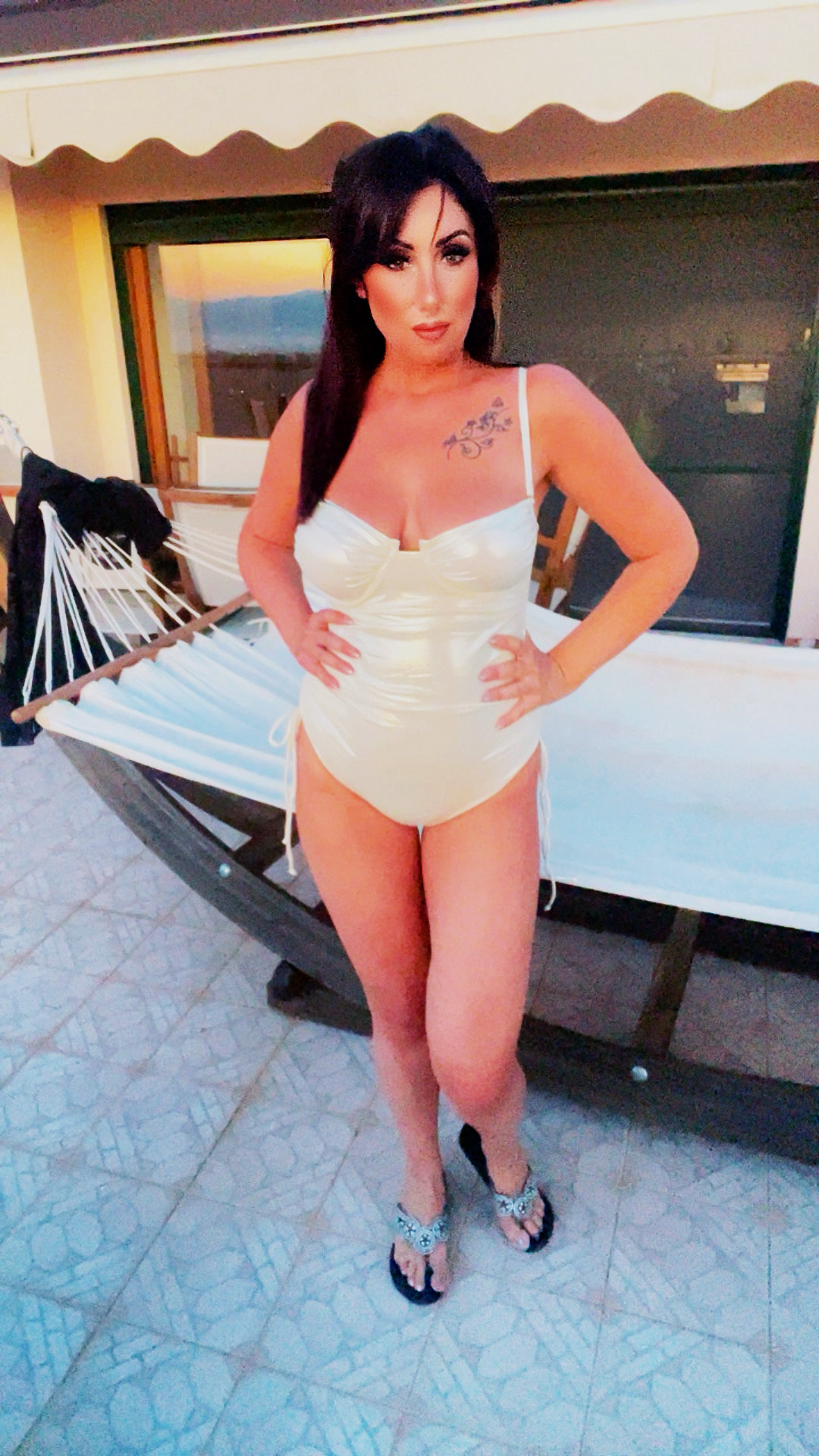 Shiny One Piece Swimsuit - White