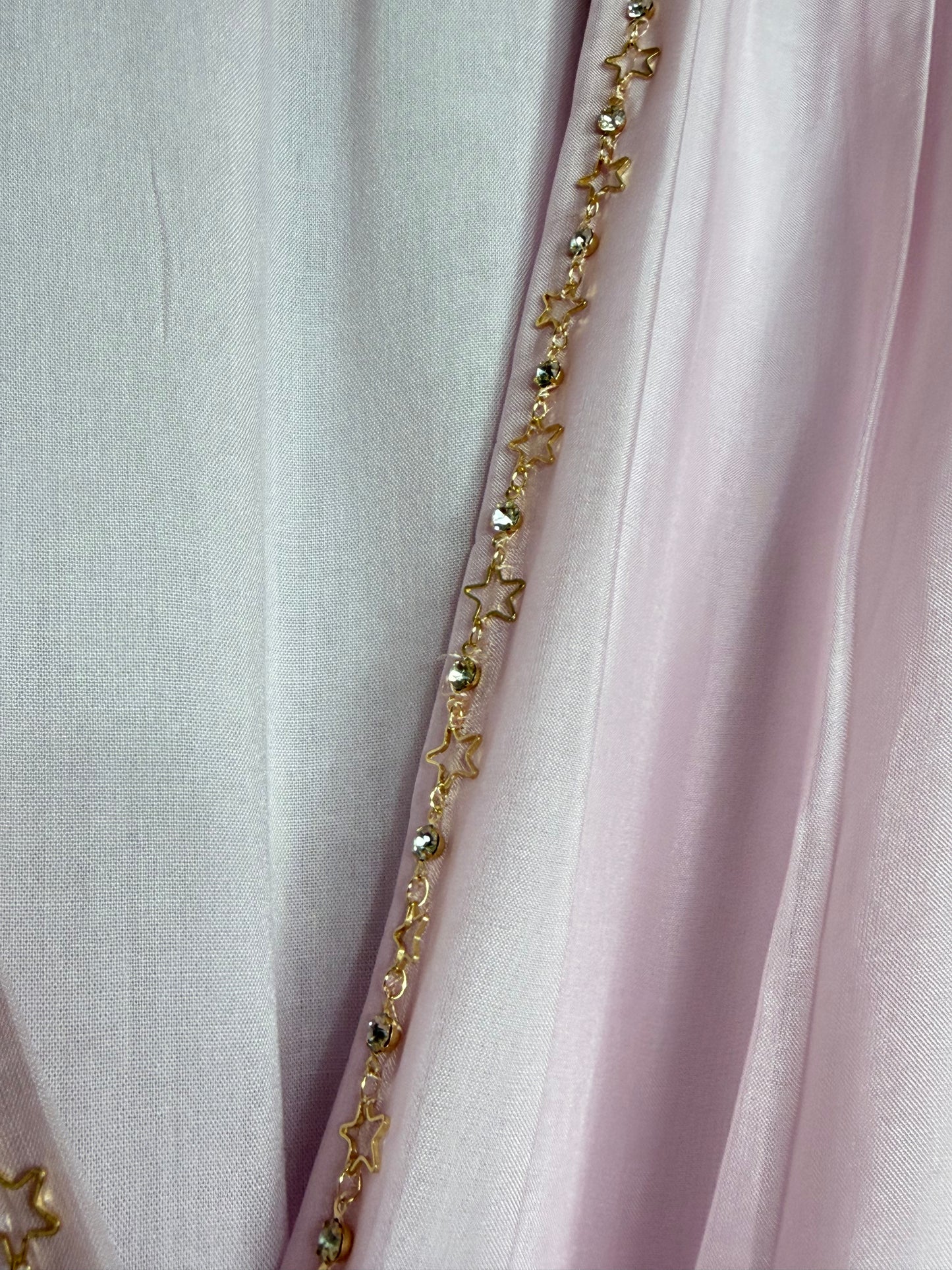 STELLA MARINA — Abito Lungo Misto Seta con Catenella di Stelle e Strass - Rosa