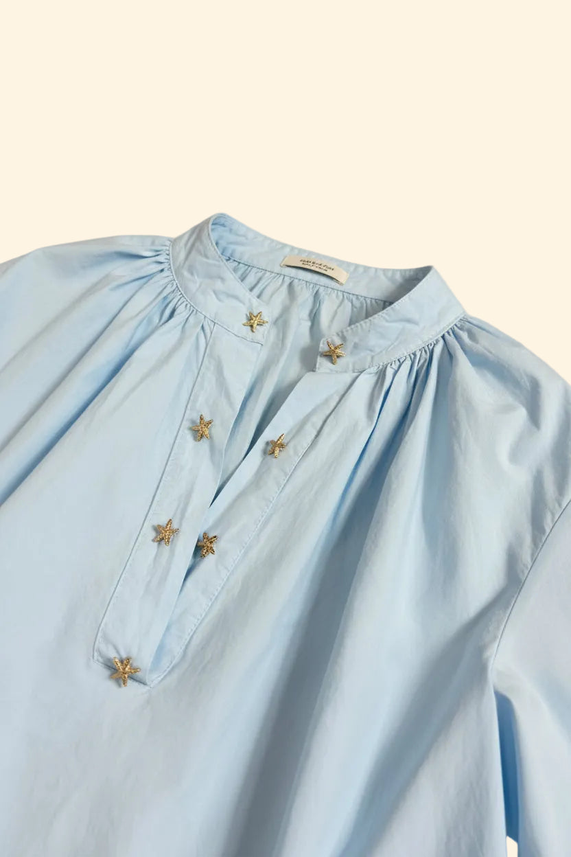 ALISEA — Abito in Cotone Light Blue con Dettagli Marini