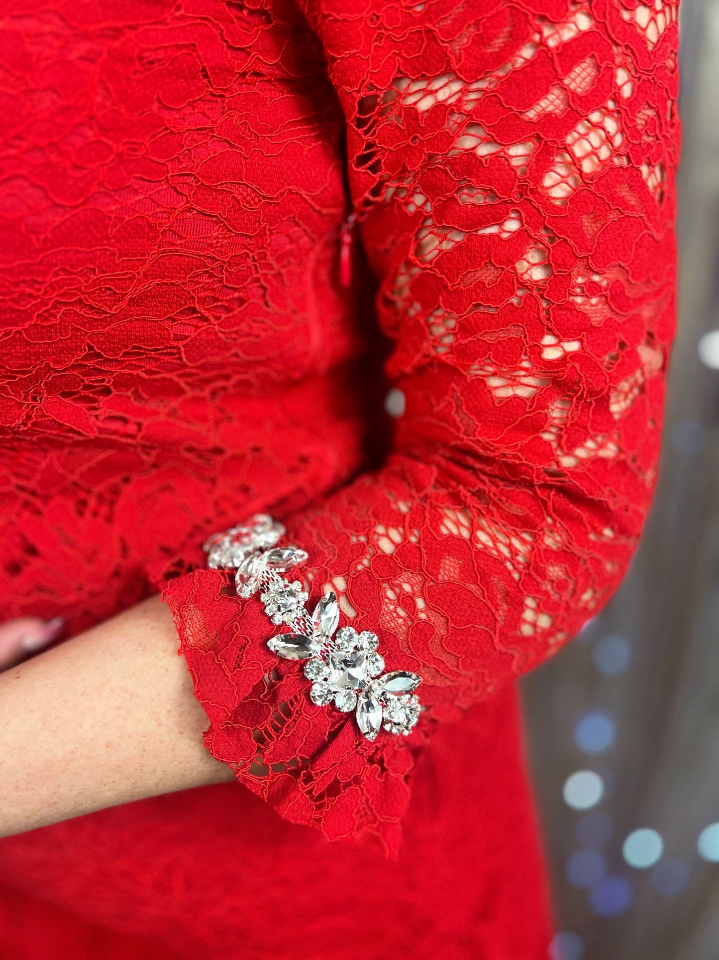 Lace Midi Dress - Red