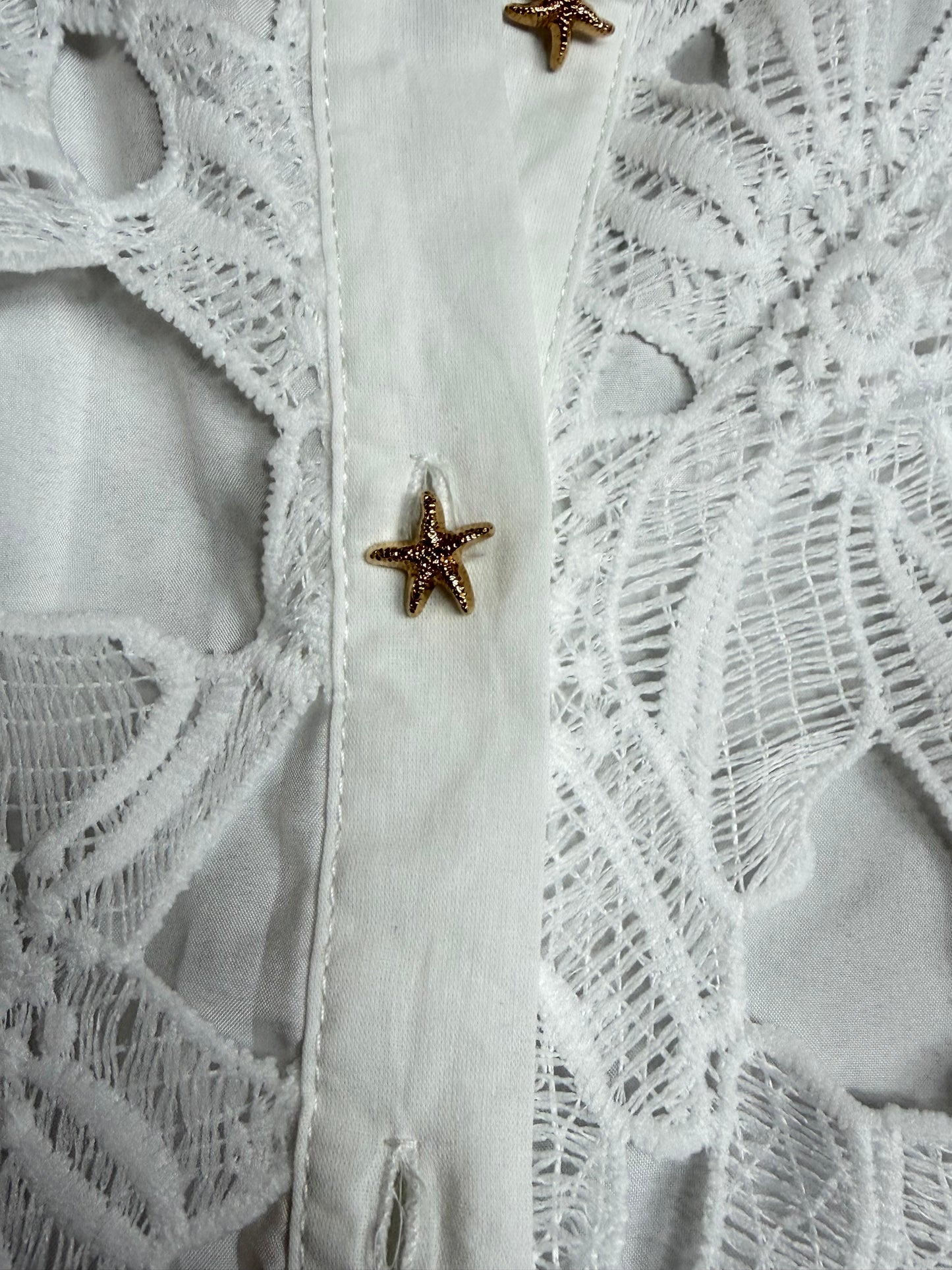 CHLOÉ — Completo Coordinato in Pizzo Floreale con Dettagli Stella 
– Bianco