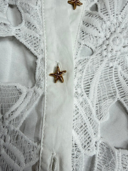 CHLOÉ — Completo Coordinato in Pizzo Floreale con Dettagli Stella 
– Bianco