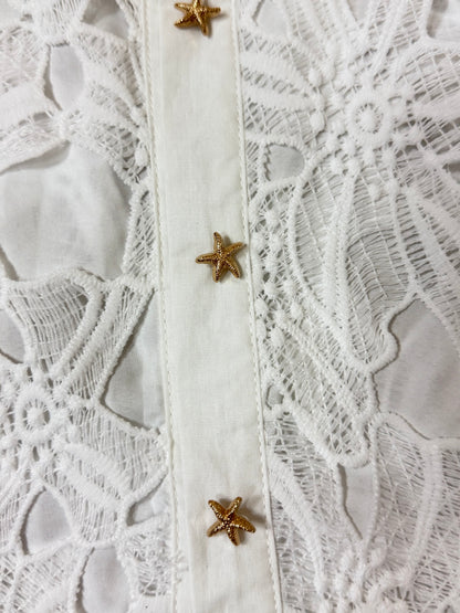 CHLOÉ — Completo Coordinato in Pizzo Floreale con Dettagli Stella 
– Bianco