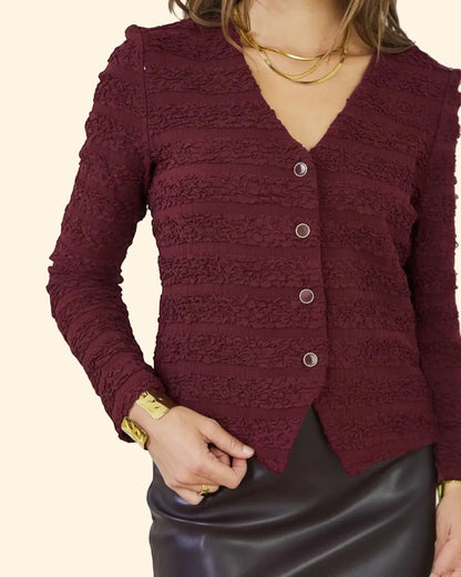 Blusa Strutturata in Pizzo – Borgogna