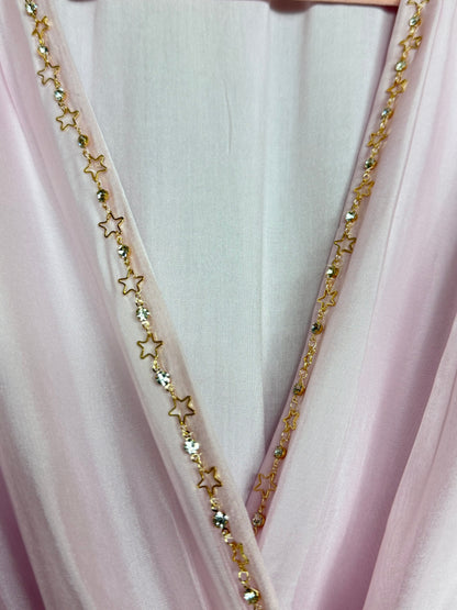 STELLA MARINA — Abito Lungo Misto Seta con Catenella di Stelle e Strass - Rosa