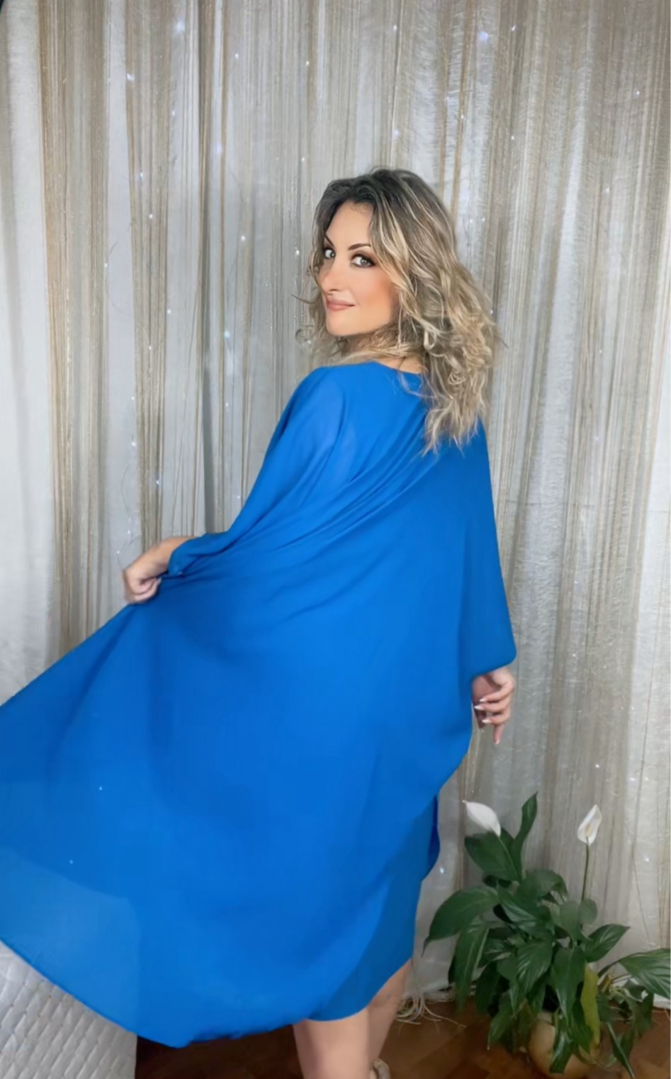 Butterfly Beaded Dress - Royal Blue