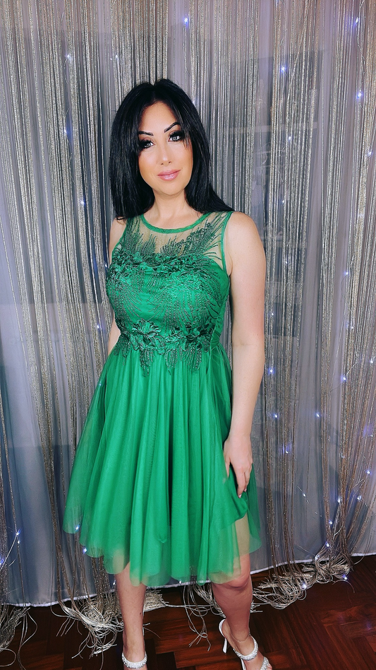 Elegant Tulle Dress - Green