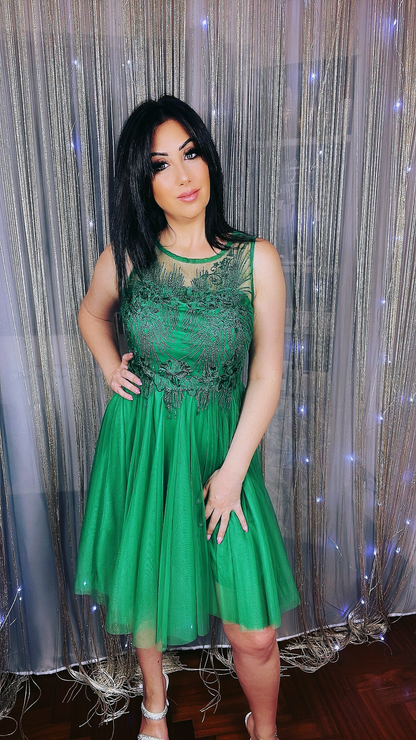 Elegant Tulle Dress - Green