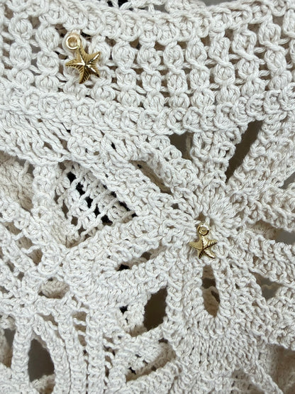 ARIEL — Maglia all’Uncinetto con Dettagli Stella - Beige