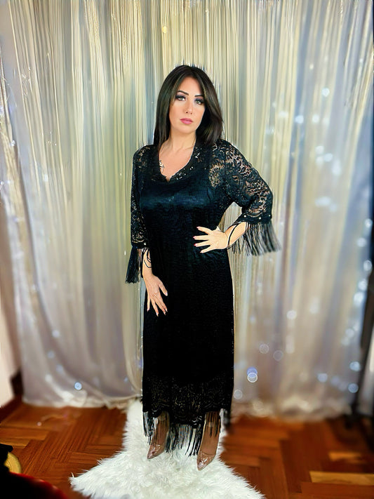Long Lace Dress - Black