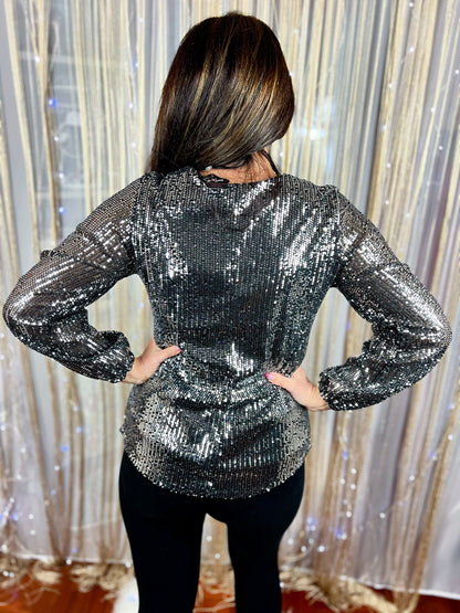 Sequined blouse - Silver