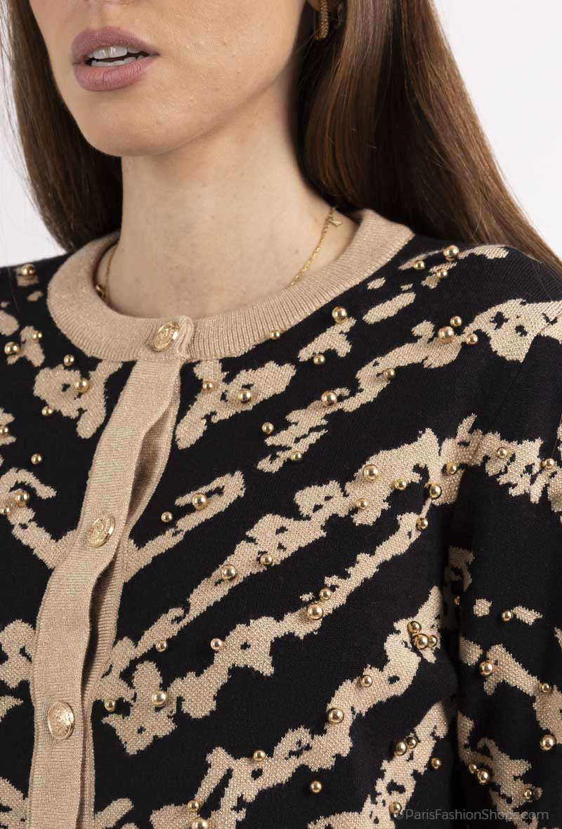 Lurex Cardigan with Pearls