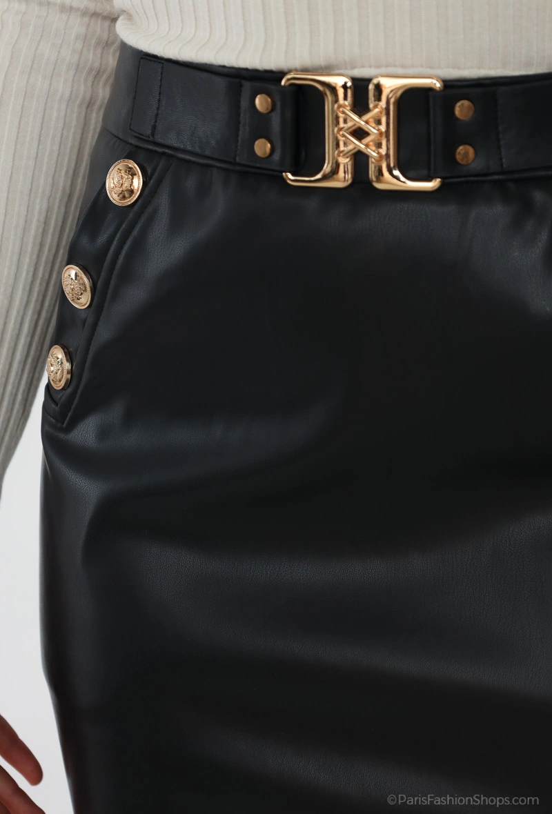 Faux leather skirt with belt