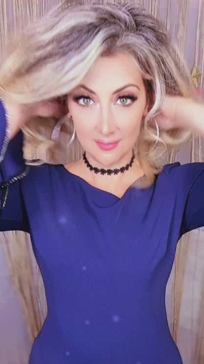 Abito Elegante con maniche a doppia balza - Royal Blue